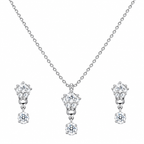 Silver Crystal Drop Necklace Set for women