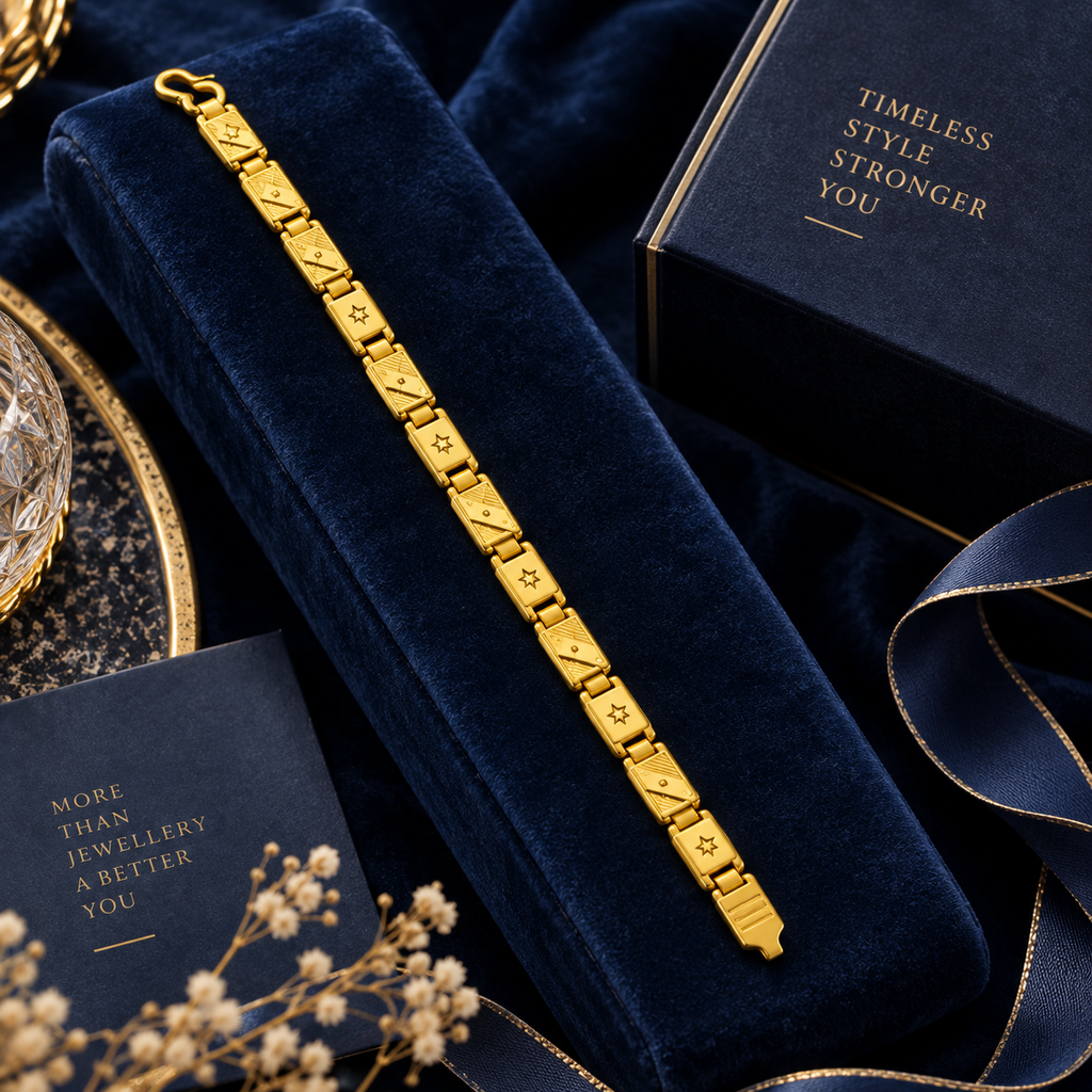 Premium Gold-Plated Men's Bracelet – Geometric Link Design