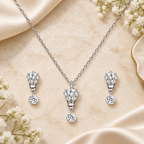 Silver Crystal Drop Necklace Set for women