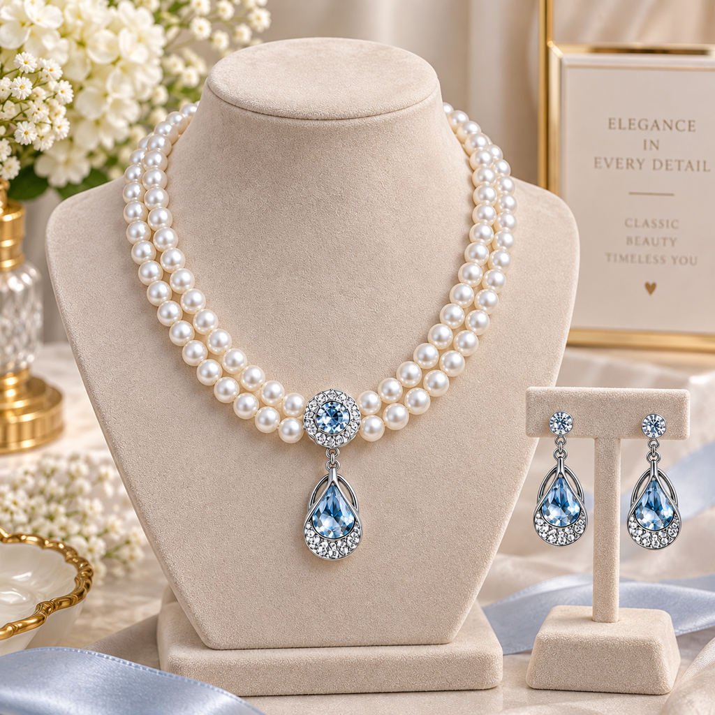 Luxury Pearl Necklace &amp; Earrings Set
