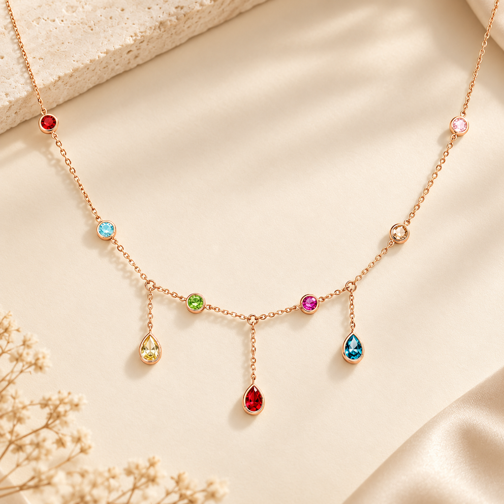 Rainbow Drop Rose Gold Necklace for women