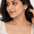 Silver Crystal Drop Necklace Set for women