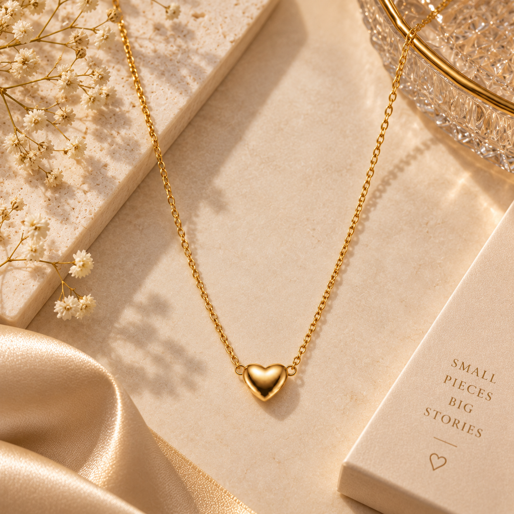 Golden Heart Pendant Necklace for women