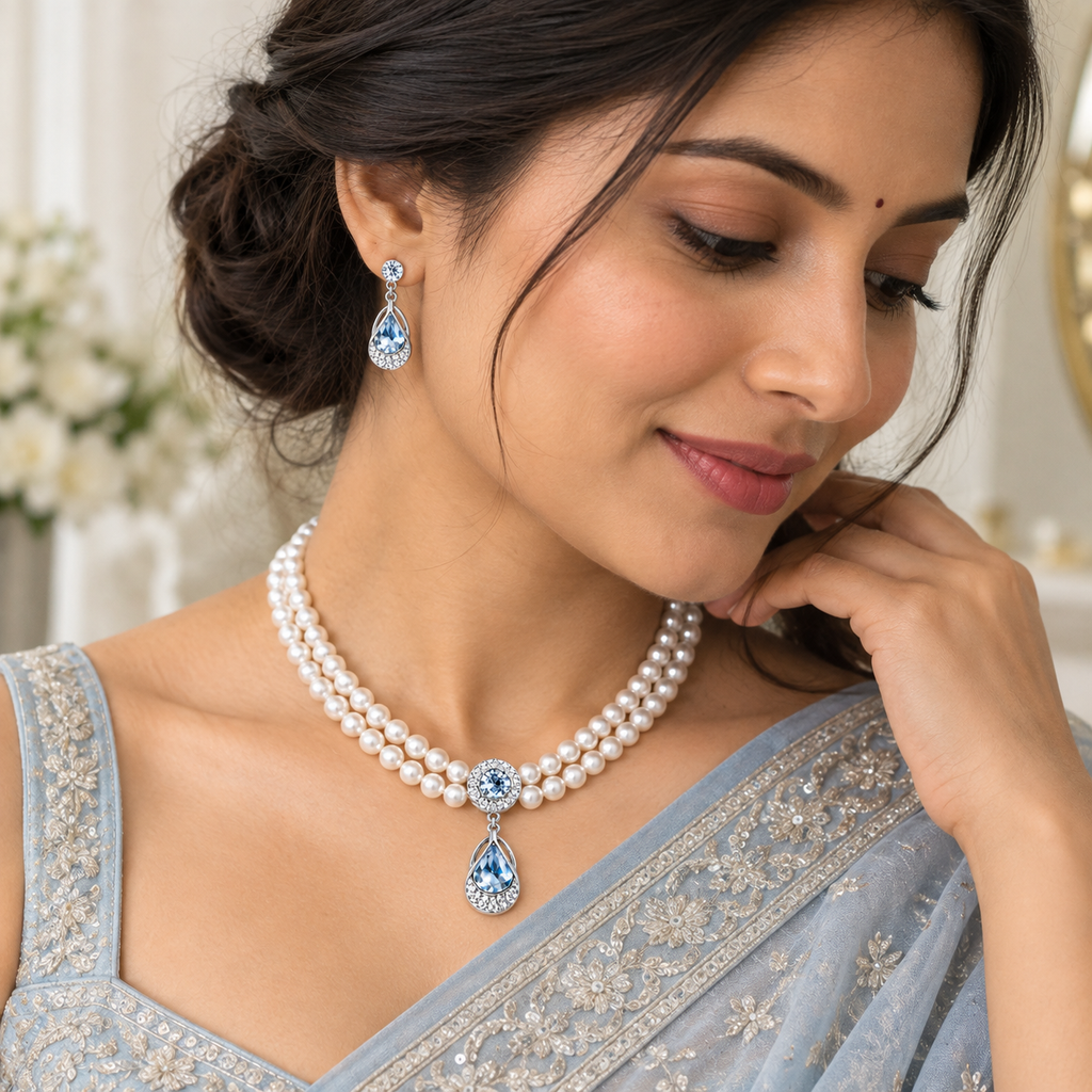 Luxury Pearl Necklace &amp; Earrings Set