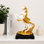 white and gold resin horse statue