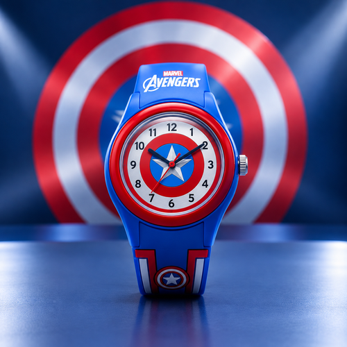 Captain America Analog Watch (Quartz, Blue, TPU/TPE)