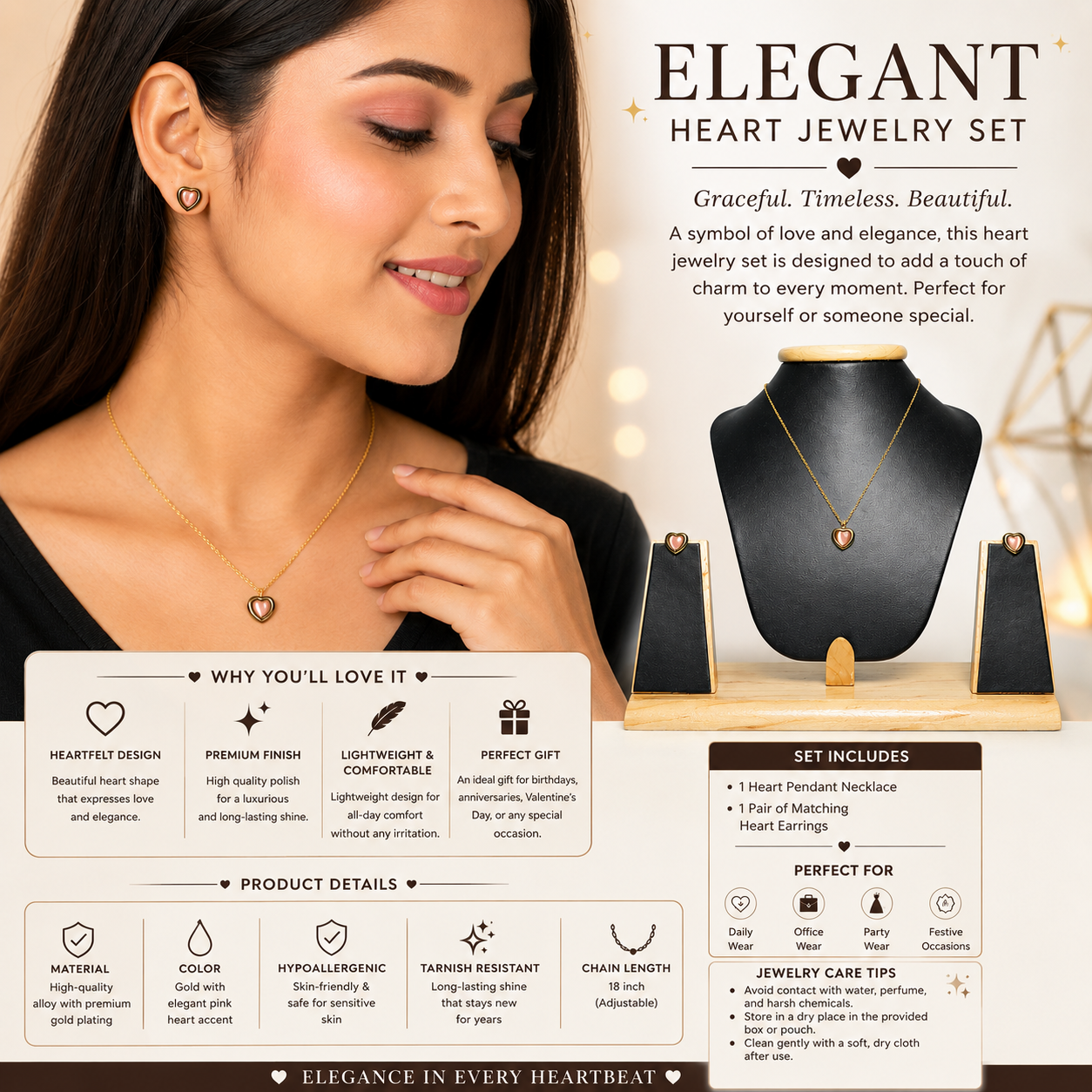Elegant Heart Jewelry Set