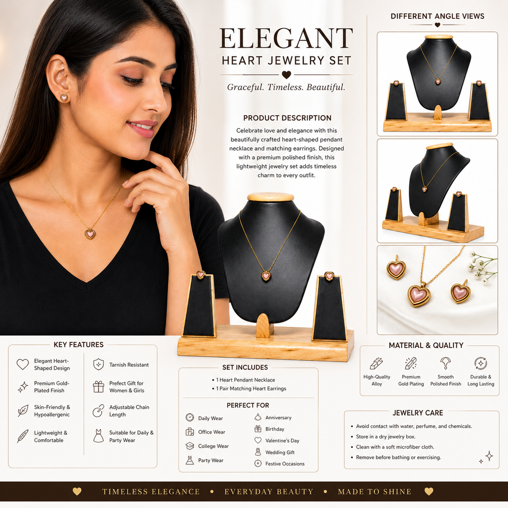 Elegant Heart Jewelry Set
