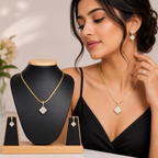 Enhance your style with this elegant Clover Pendant Necklace Set.