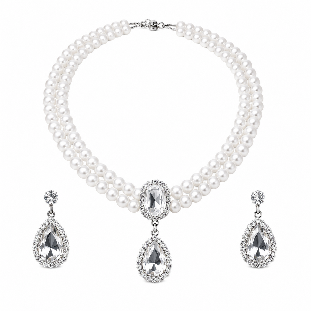 Luxury Pearl Necklace &amp; Earrings Set
