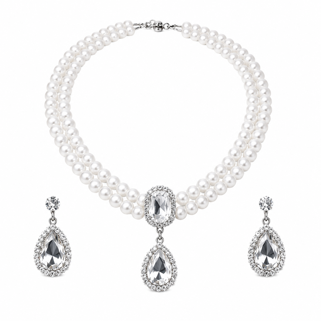 Luxury Pearl Necklace &amp; Earrings Set