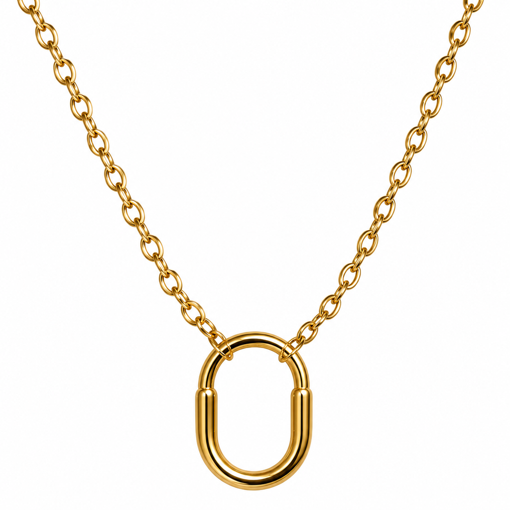 Elegant Gold Oval Pendant Necklace