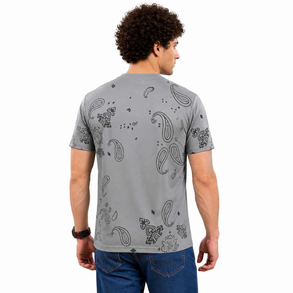 Men's Round Neck Printed T-Shirt | Premium Tencil Lycra Fabric | Half Sleeve Casual Streetwear | Soft & Stretchable | Regular Fit