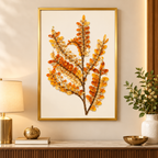 Embellished Amber Leaf Branch Art