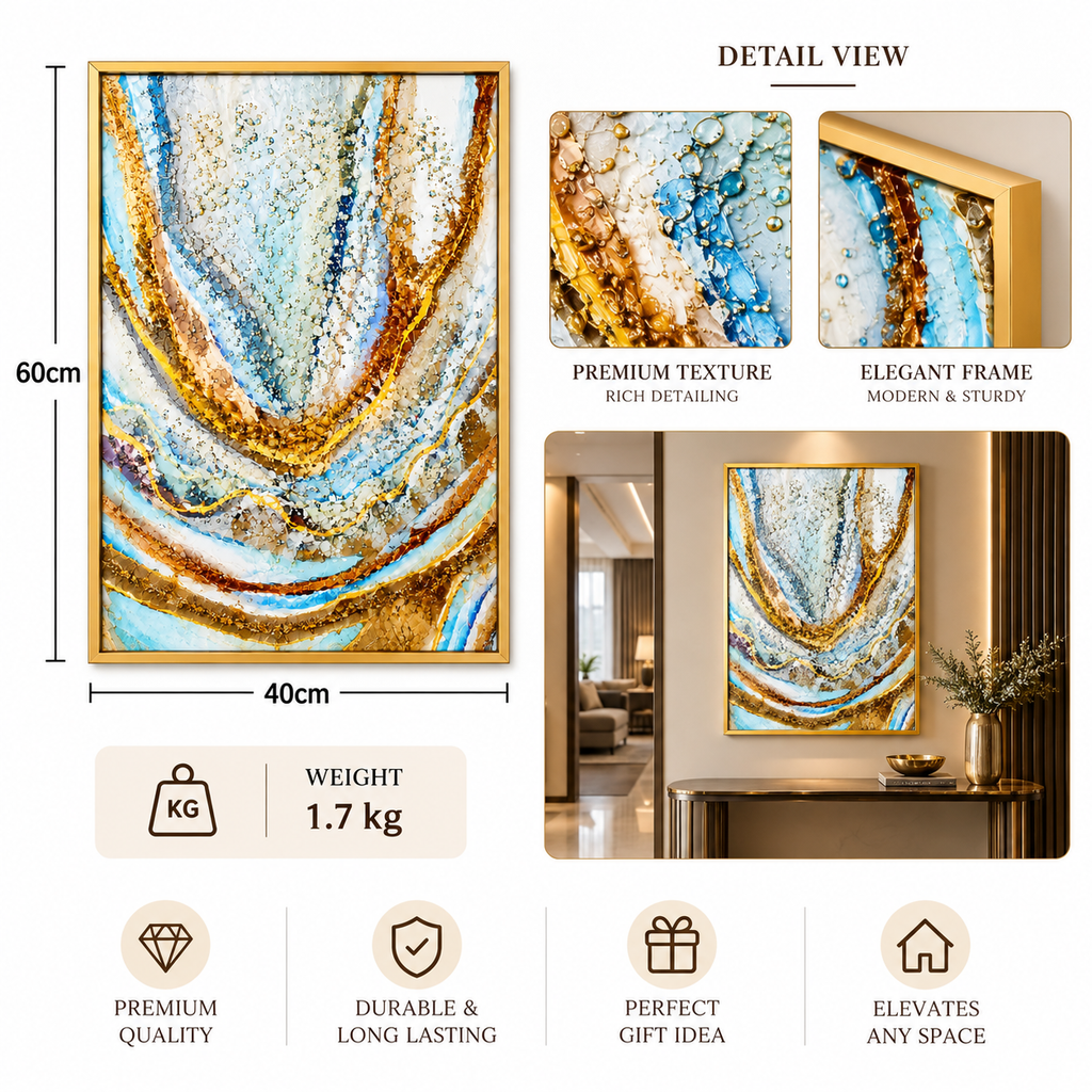 Framed Golden Geode Abstract