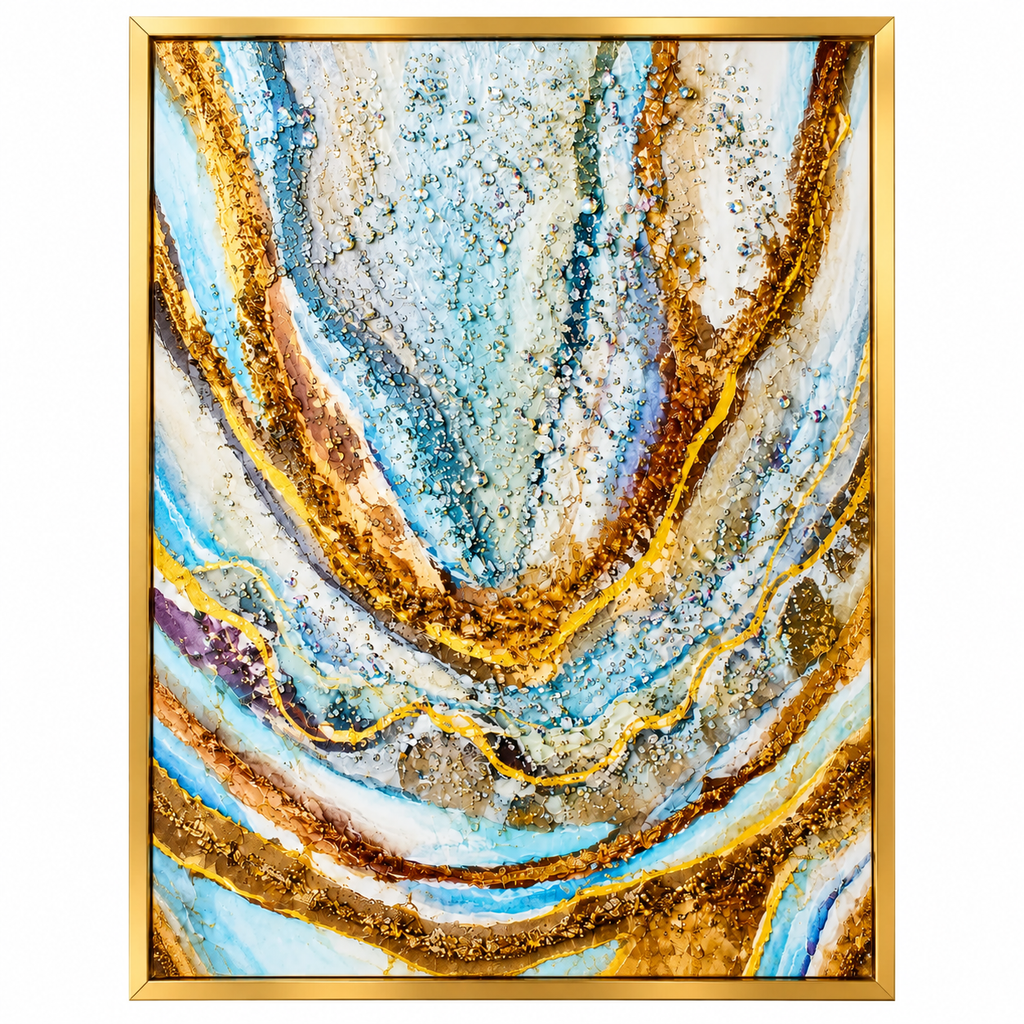 Framed Golden Geode Abstract