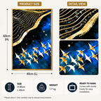 Framed Golden Flock in Cosmic Blue