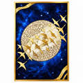 Jeweled Golden Birds in Cosmic Flight