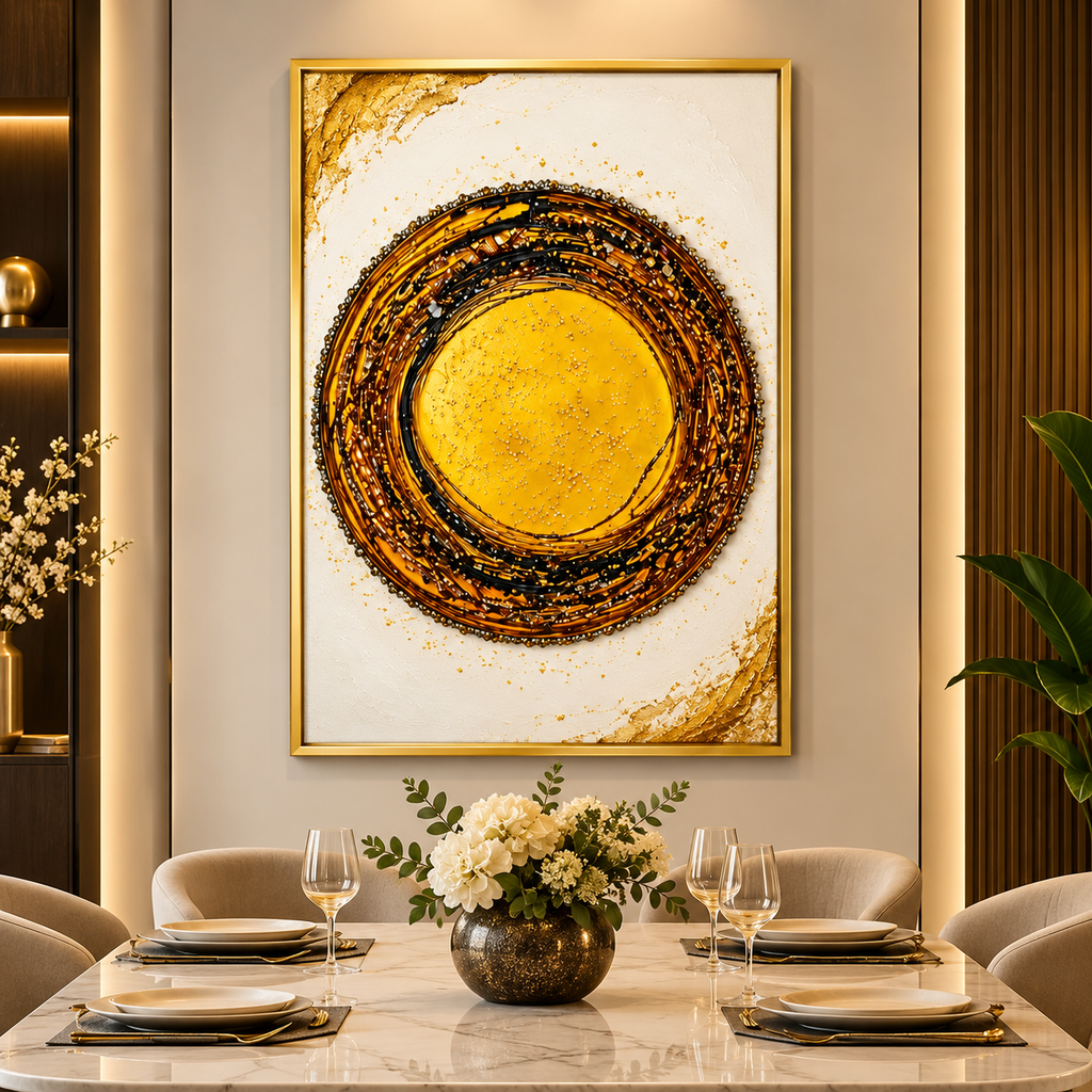Golden Resin Sunburst Artwork