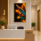 Vibrant Golden-Framed Feather Burst