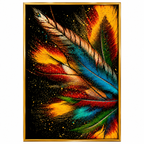 Vibrant Golden-Framed Feather Burst