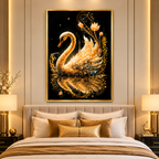 Jeweled Golden Swan in Reflection