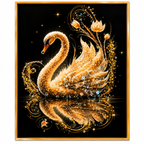 Jeweled Golden Swan in Reflection