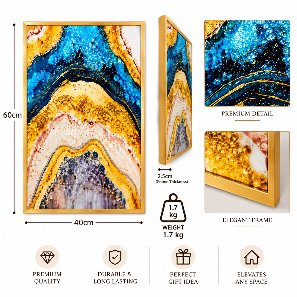 Gold and Blue Marble Fluid Art