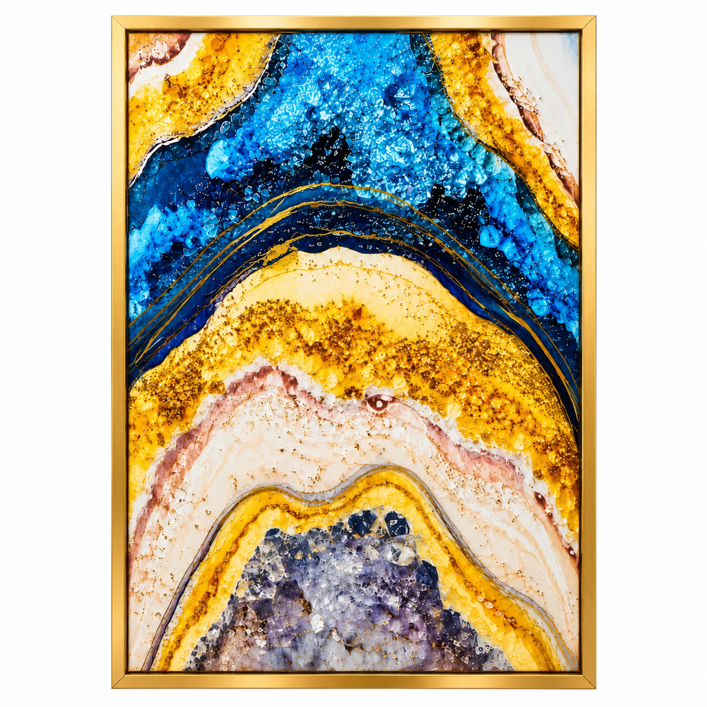 Gold and Blue Marble Fluid Art