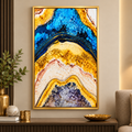 Gold and Blue Marble Fluid Art