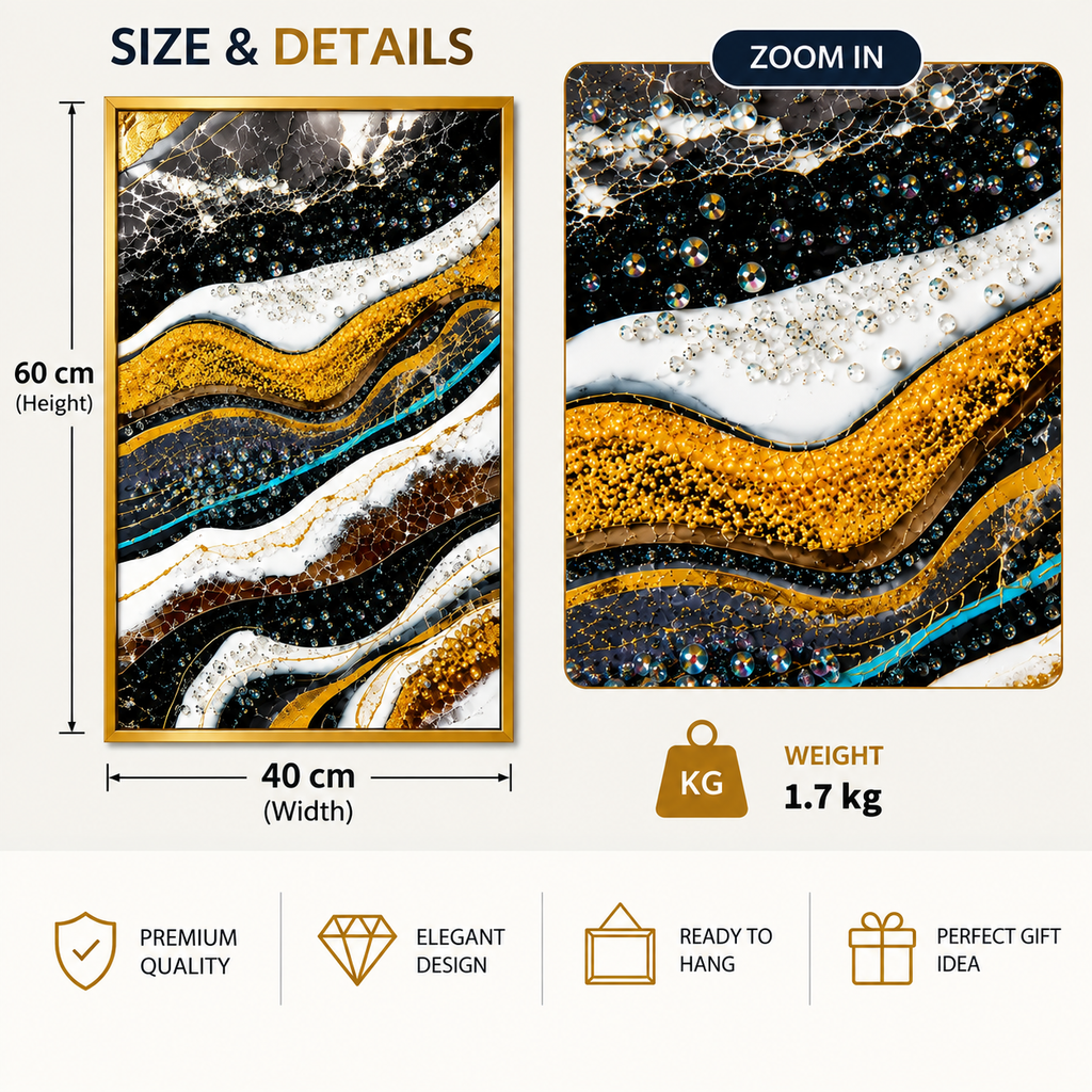 Luxurious Gold Geode Resin Wall Art