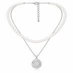 Elegant Double Layer Necklace Elevate your everyday style with this modern geometric pendant necklace and matching earrings.