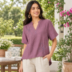 Women’s Mauve Purple Embroidered High-Low Top