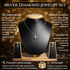 Elegant design &nbsp; A delicate silver chain with a brilliant round-cut diamond pendant, paired with matching diamond stud earrings for timeless sophistication.