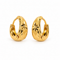 Gold-Toned Floral Textured Hoop Earrings for Women