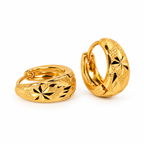 Gold-Toned Floral Textured Hoop Earrings for Women