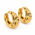 Gold-Toned Floral Textured Hoop Earrings for Women