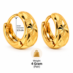 Gold-Toned Floral Textured Hoop Earrings for Women