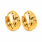 Gold-Toned Floral Textured Hoop Earrings for Women