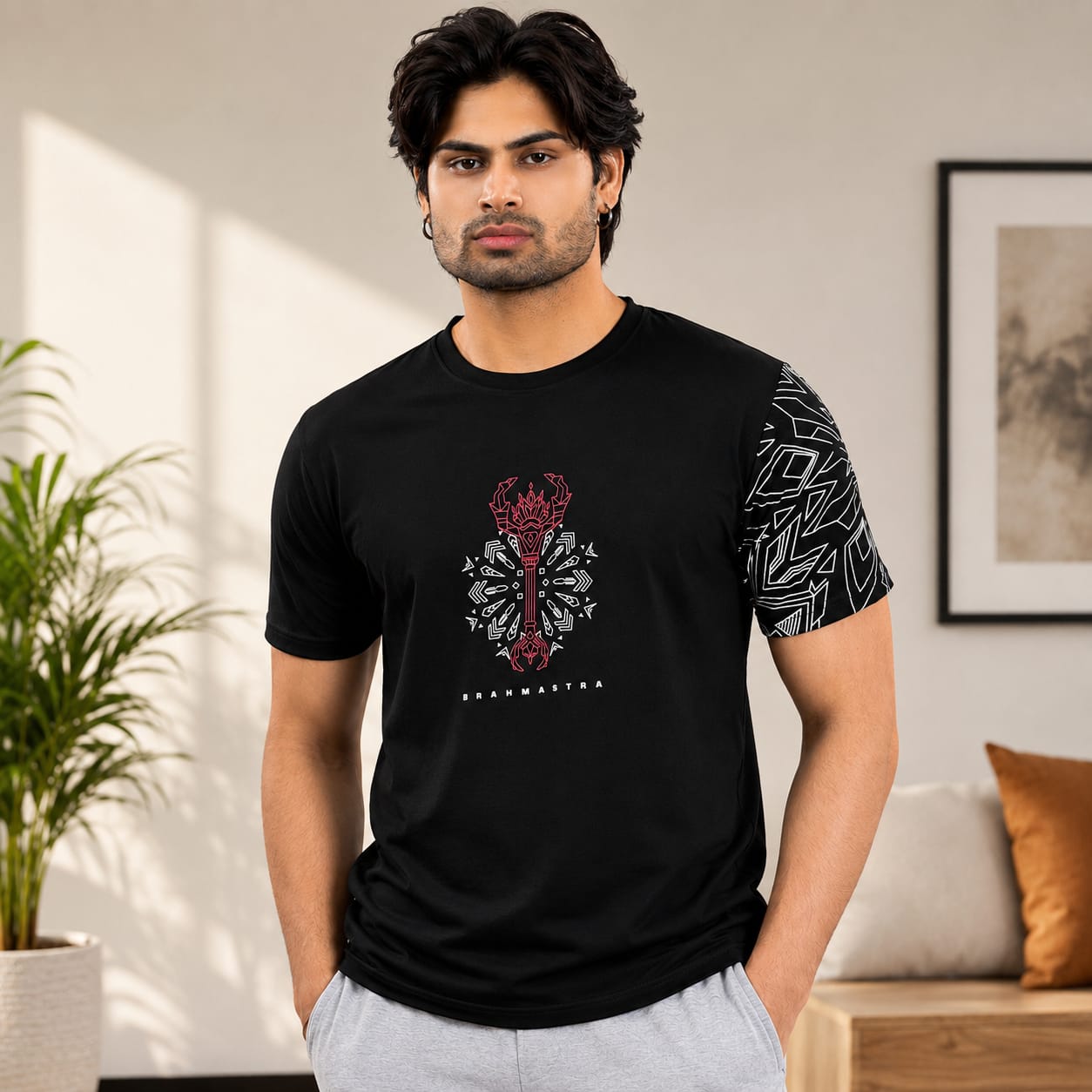 Men's Round Neck Printed T-Shirt | Premium Tencel Lycra Fabric | Street Wear Graphic Print | Half Sleeve Casual Tee | 220-230 GSM | Sizes 36, 38, 40, 42