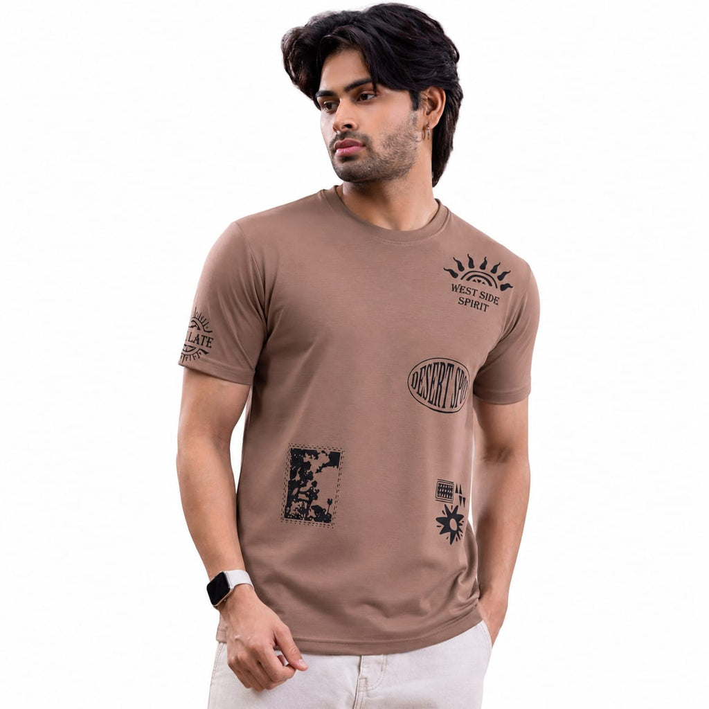 Men's Round Neck Graphic Printed T-Shirt | Premium Tencel Lycra Fabric | Soft Stretch Casual Streetwear Tee | 220-230 GSM
