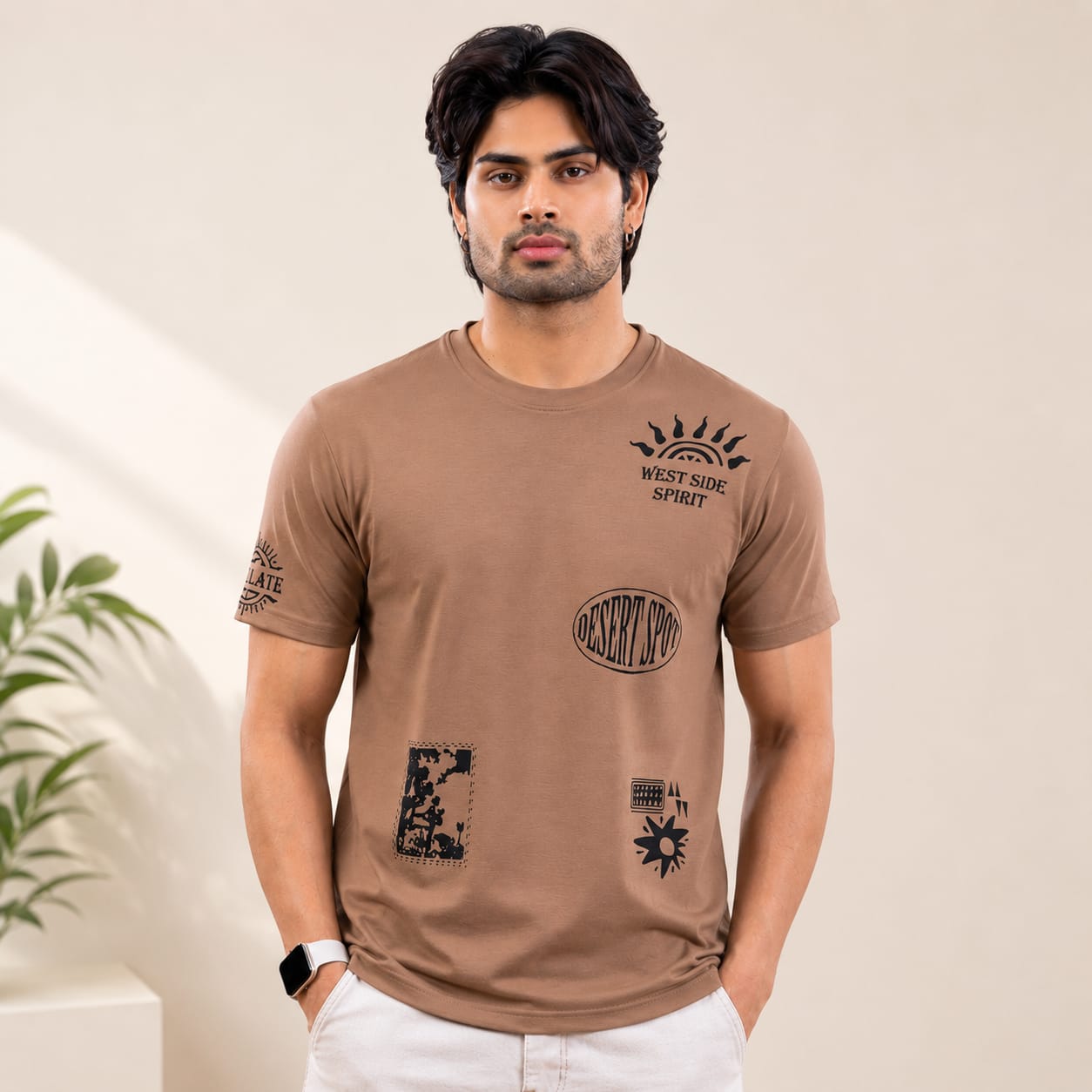 Men's Round Neck Graphic Printed T-Shirt | Premium Tencel Lycra Fabric | Soft Stretch Casual Streetwear Tee | 220-230 GSM