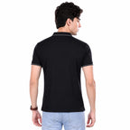 Men's Solid Black Polo T-Shirt | Imported HD Pique Lycra Fabric | 220 GSM | Regular Fit | Half Sleeve Collared Casual T-Shirt