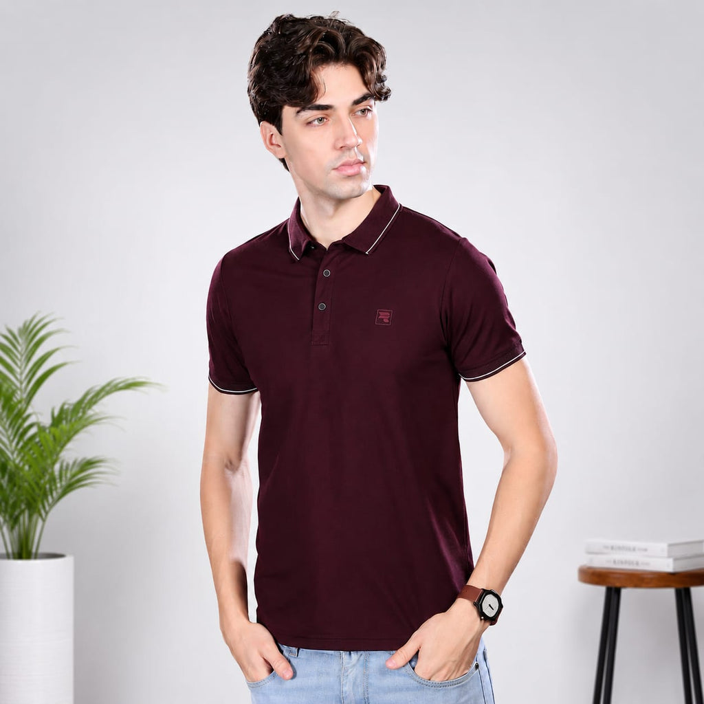 Imported HD Pique Lycra Fabric | Half Sleeve Collar T-Shirt | Regular Fit | GSM 220 | Casual & Daily Wear