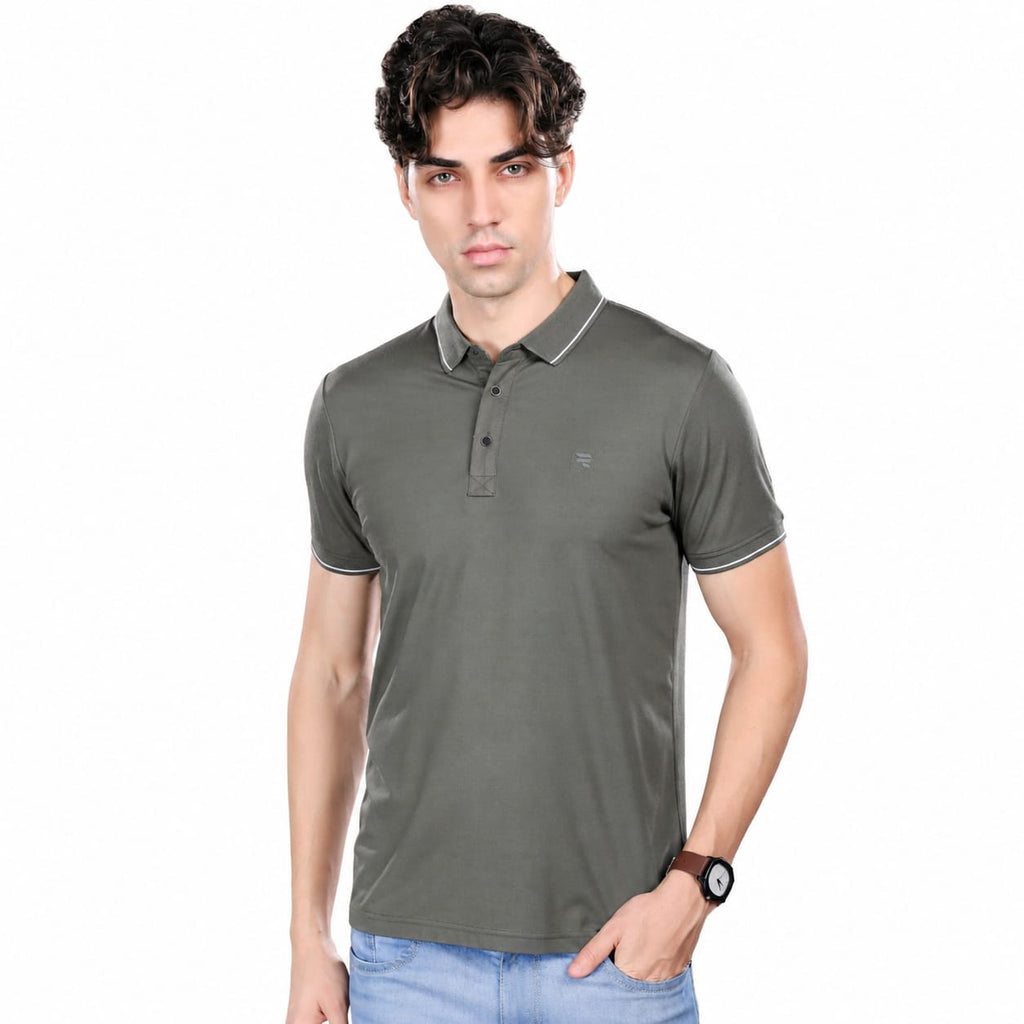 T-Shirt | Imported HD Pique Lycra Fabric | 220 GSM | Solid Casual Collar T-Shirt | Regular Fit | Half Sleeves
