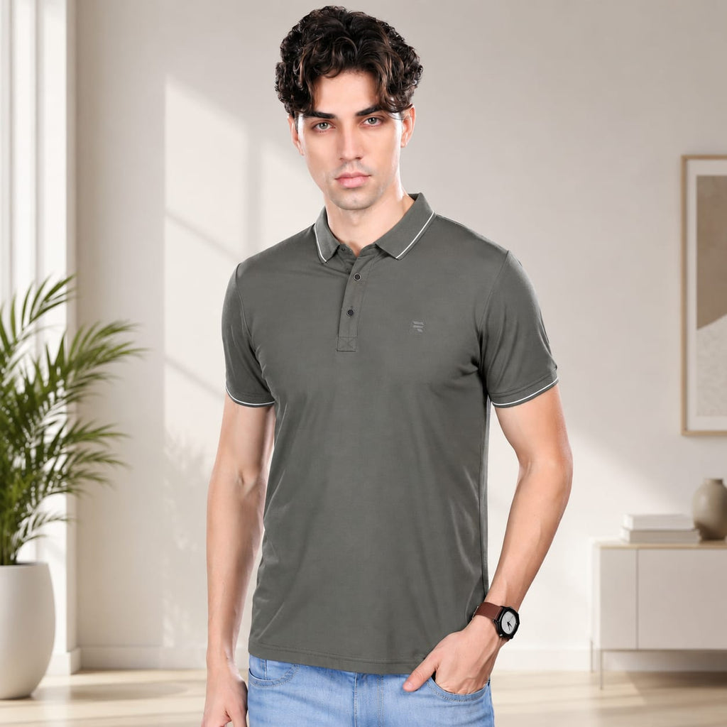 T-Shirt | Imported HD Pique Lycra Fabric | 220 GSM | Solid Casual Collar T-Shirt | Regular Fit | Half Sleeves