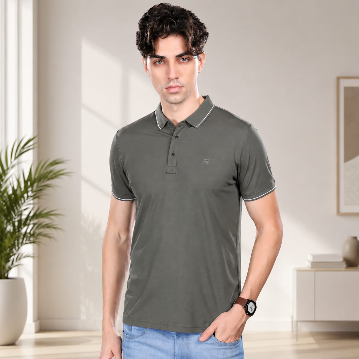 T-Shirt | Imported HD Pique Lycra Fabric | 220 GSM | Solid Casual Collar T-Shirt | Regular Fit | Half Sleeves