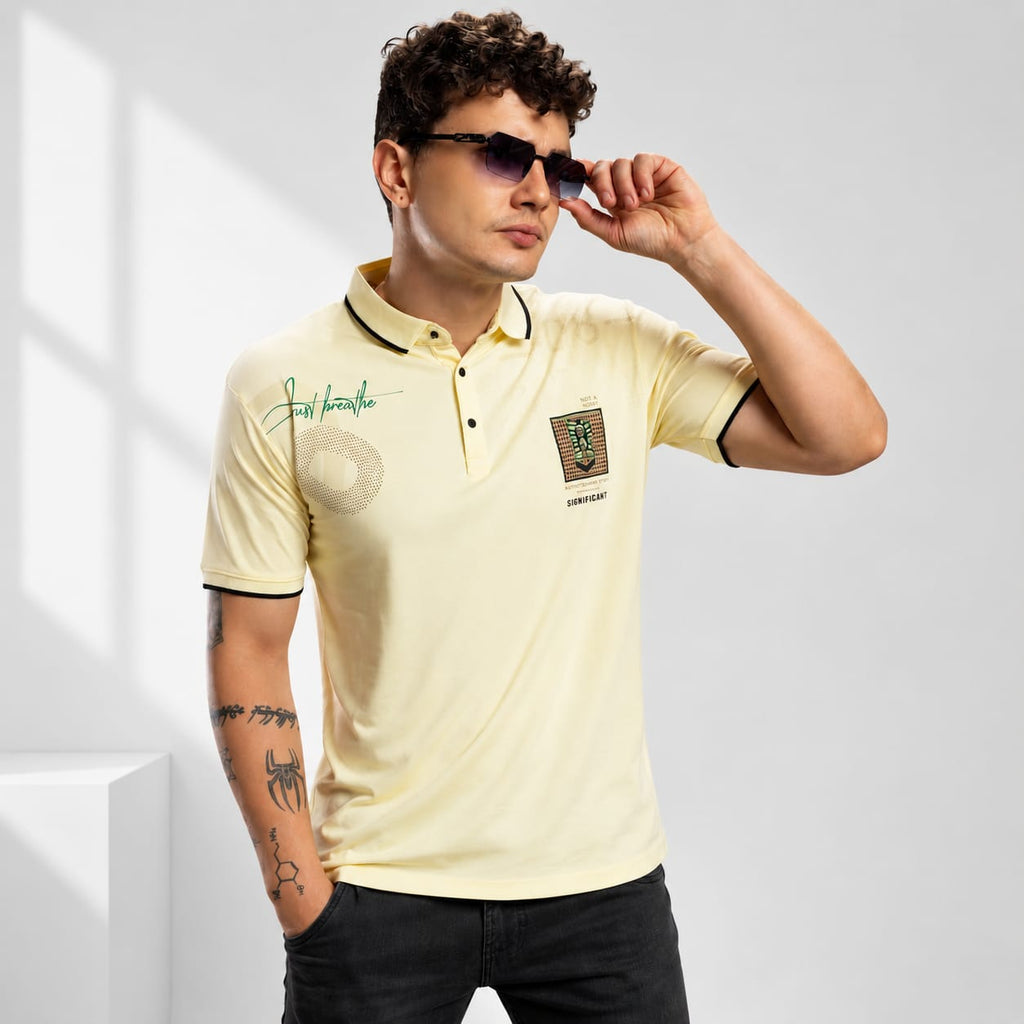 Men's Fancy Print Polo T-Shirt | Imported Tencel Lycra Fabric | Half Sleeve Collar T-Shirt | Soft Stretch Casual Wear
