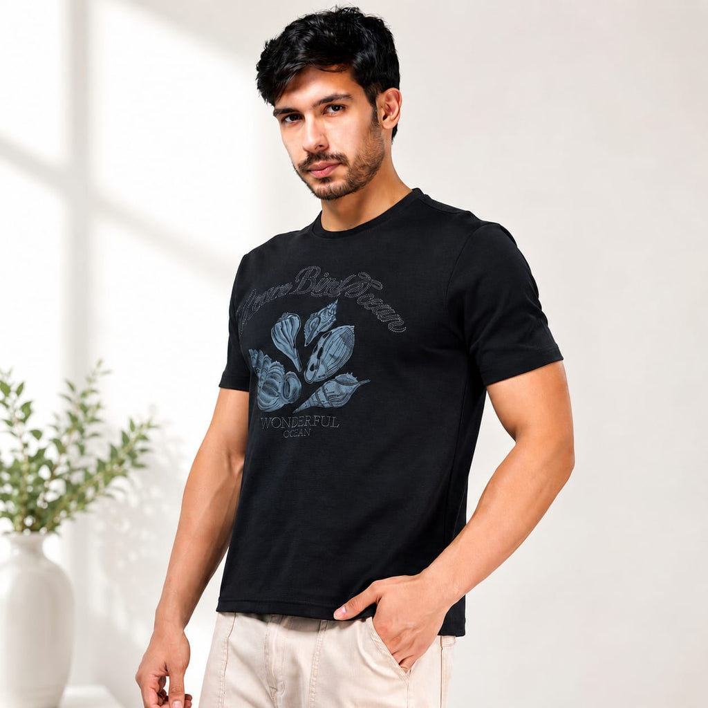 MENOLOGY Men's Holistic Printed Round Neck Half Sleeve T-Shirt | Imported Canvas Fabric | Regular Fit | Casual Graphic Tee