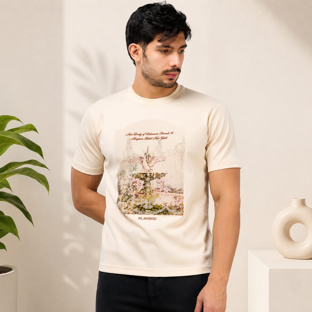 MENOLOGY Men's Graphic Printed Round Neck Half Sleeve T-Shirt | HOLISTIC Collection | Imported Canvas Fabric | Regular Fit | Casual Wear